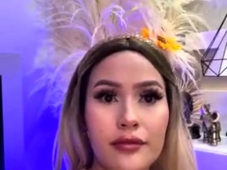 Brunette amateur babe strips off and masturbates